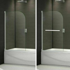 800x1400mm 180 Pivot Shower Bath Screen Tempered Glass Door Panel Towel Rail