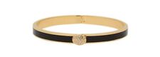 Halcyon Days Black Enamel Pave Button 18ct Gold Plated Bangle