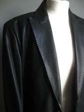Mens LEATHER JACKET M&S BLAZER small 36 38 soft brown fine box AUTOGRAPH real