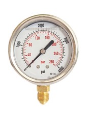 Hydraulic Pressure Gauge Glycerine Filled 0/4000 PSI & 250 Bar 63mm Dial 1/4 BSP