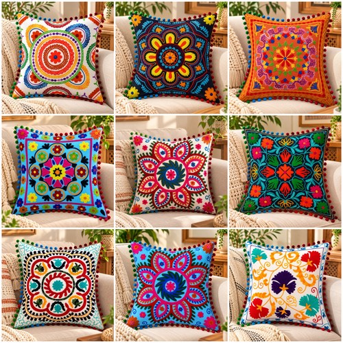 Hand embroidered suzani pillow - embroidered,