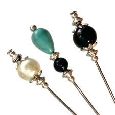 3 X Hat Pins Vintage Antique Silver Style 3 inch Long Hat Pin & Protector**