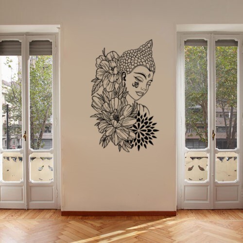 Buddha with floral design - design, wall