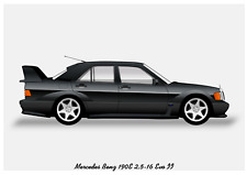 POSTER - MERCEDES 190E EVO 2 - (A4 A3 A2 sizes) Art Print Car RENDER W201