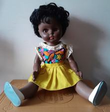 Adorable Vintage Black Doll Original Clothes Shoes Sleeping Eyes 1970s Film Prop