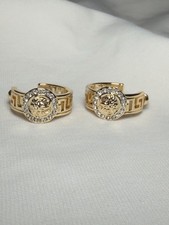 Versace Medusa Hoop Earrings Crystal Gold Colour No Box Costume Jewellery 