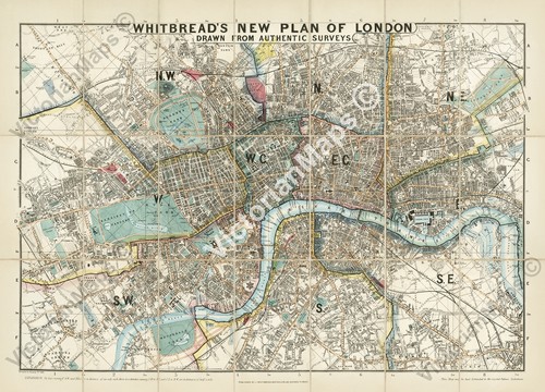 Antique map london - london, victorian