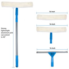 Window Glass Cleaning Washing Kit Equipment Pole Squeegee Microfibre Cleaner 40"