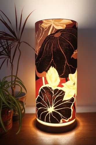 Hand turned wooden lamp with - hand,