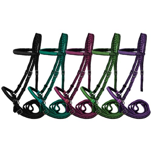 Braided nylon bitless bridle - braided,