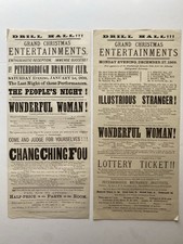 Pair Victorian Theatre Playbills Peterborough Dramatic Club Drill Hall 1869/70