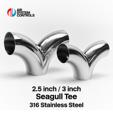 2.5 + 3 inch Seagull Tee 316 Stainless Steel Swept Exhaust Y T Tee Pipe Bend UK