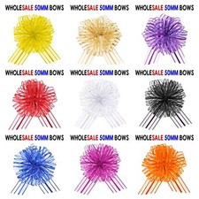 LARGE 50mm PREMIUM GIFT ORGANZA PULL BOW WEDDING CAR BIRTHDAY FLOWER HAMPER BOWS