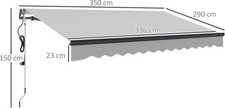 Outsunny 3.5x3m Electric Awning w/ Remote Retractable Patio Sun Shade Canopy