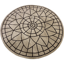 Round Rug 100% Wool Beige Hand