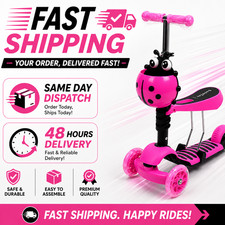 Kids push scooter with - in,