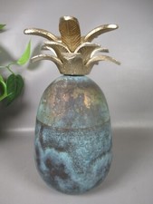 patina brass metal pineapple trinket dish jar cannister ice bucket ? retro
