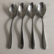 4 x Alessi Nuovo Milano Dessert spoons Approx 19.6 cm Stainless Steel. VGC
