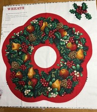  Christmas Wreath Rose & Hubble. Cut & Sew Fabric Panel. Crafting  Quilting.
