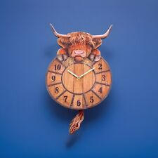 Highland Tickin Cow Wall Clock With Pendulum Tail Home Decor Country Cottage Art