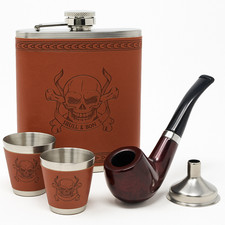 Hip Flask Gift Set with Pipe