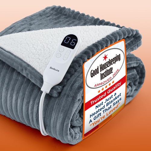 Bedsure heated ribbed - heated, flannel