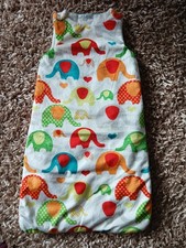 BNWOT SNUGGLE BABY - MULTI COLOURED/ELEPHANT PATTERN SOFT SLEEPING SAC 0-6 MTHS