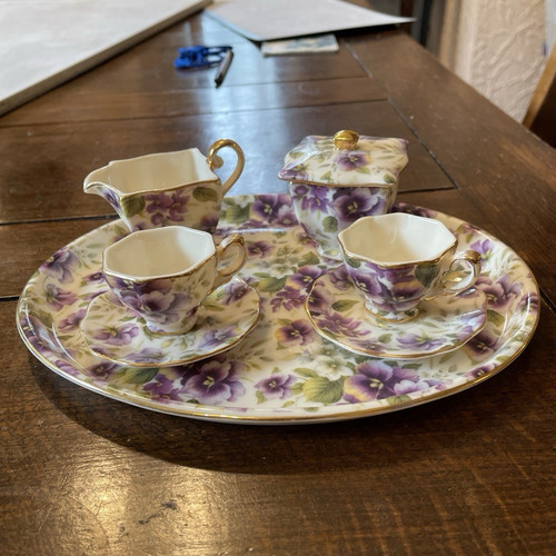 Vintage miniature floral - vintage, tea