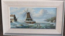 Dutch Winter scene oil on