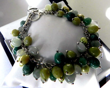 ✨GREEN GODDESS✨ 47g sterling silver 925 fully HM jadeite gemstone pearl bracelet