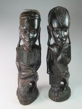 ETHNIC ART Large Carved African Hardwood Figurine Man & Woman 28 cm 11 Inches