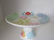 Portmeirion Crazy Daisy MINI Cake Stand Comport. 6" wide 3.25"  high.Unused