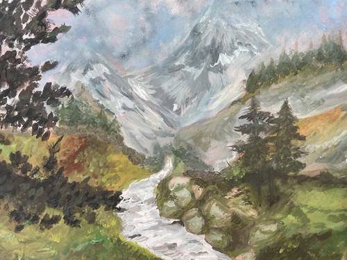 Original gouache landscape - original,