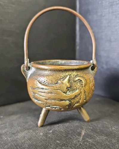 Vintage brass witches - vintage, cauldron
