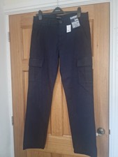 Mens Navy Cargo Trousers. Red