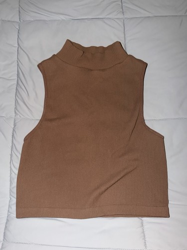 Zara brown ribbed knit mock - brown,