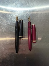 2 X VINTAGE PARKER 25 35 FOUNTAIN PEN BLACK Red 14K NIB