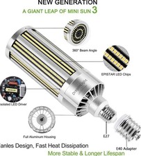 80W LED Corn Light Bulb, 9600 Lumen Daylight White, E27/E40 Base for Warehouses,