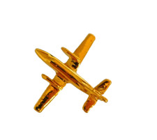 Gold Plated Tie / Lapel Pin Badge of a Turboprop Executive Plane