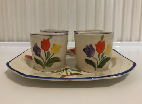 Art deco egg cups - egg, plate