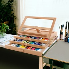 Large Tabletop Easel Adjustable Beech Wood Table Top Easel Portable Sketch Box
