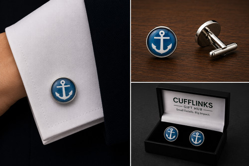 Cufflinks gift hub 16mm - gift, anchor