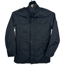 G-Star Fleet Garber Trench Coat Jacket Mens Large Black Full Zip Pockets Vintage