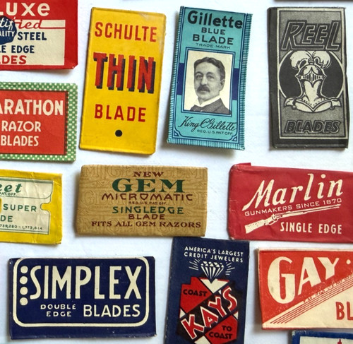 Vintage razor blade wrappers - razor,