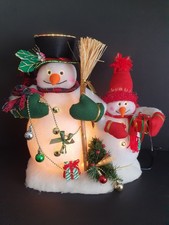Vintage Dazzlers Fibre Optic Snowmen Christmas Ornament Colour Changing 40 cms