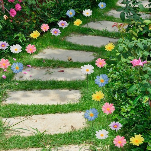 Garden stakes metal daisy - stakes,