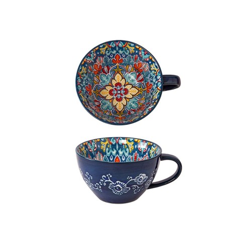 Retro ceramic coffee mug - ceramic, large