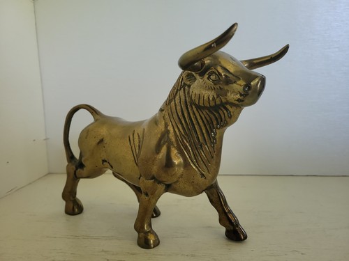 Vintage brass bull - brass, cow