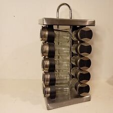 Rotating Steel Spice Rack for 20 spice Organizer With Glass Bottles vintage 