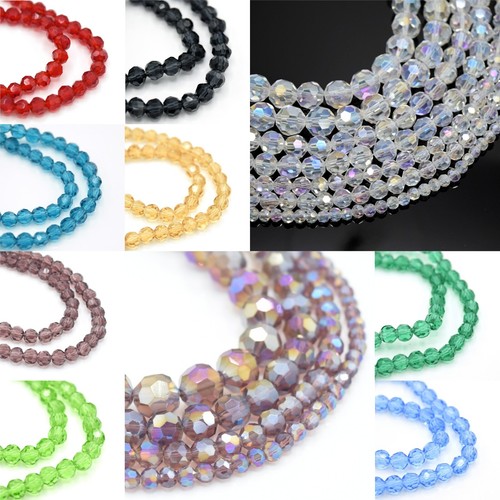 Faceted round glass beads - round,